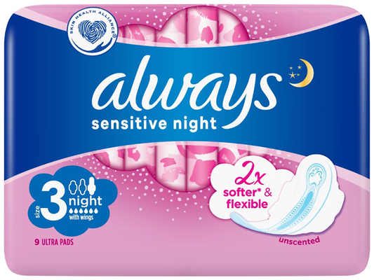 Прокладки гигиенические Always Ultra Sensitive Night, 6 капель, 3 размер, 9 шт