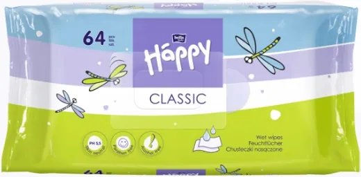 Серветки вологі Bella Baby Happy Classic дитячі, 64 шт