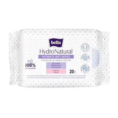 Серветки вологі Bella HydroNatural  для інтимної гігієни, 20 штук