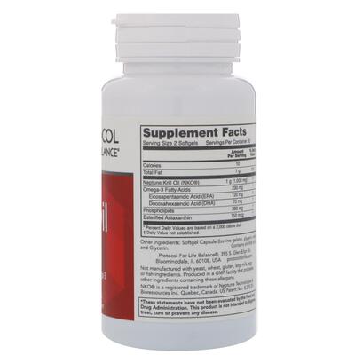 Масло криля Neptune Protocol for Life Balance Krill Oil 500 мг, 60 гелевых капсул