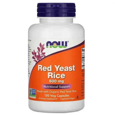 Червоний дріжджовий рис NOW Red Rice Yeast 600 мг вег. капсули №120