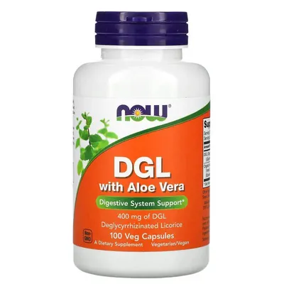 Дегліцирризинат солодки з Алое вера NOW DGL with Aloe Vera вег. капсули №100