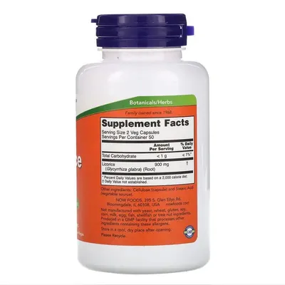 Солодки корінь NOW Licorice Root 450 мг вег. капсули №100