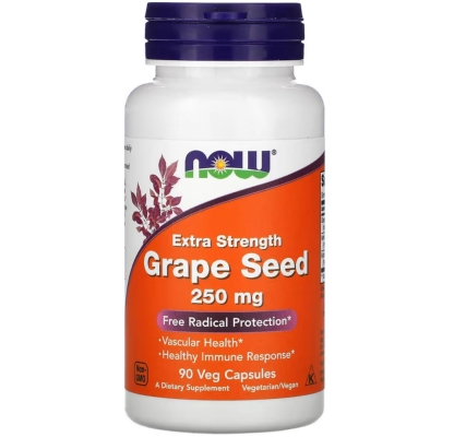 Экстракт виноградных косточек NOW Grape Seed extra strength 250 мг капсулы №90