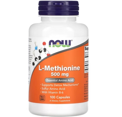 L-метионин NOW L-Methionine 500 мг, 100 капсул