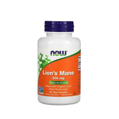 Ежовик гребенчатый NOW Organic Lion's Mane 500 мг веганские капсулы №60