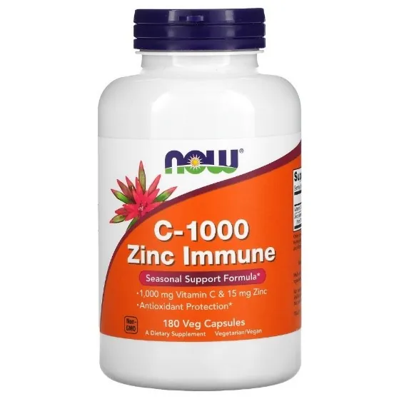 Вітамін С-1000 Цинк Імун NOW C-1000 Zinc Immune вег. капсули №180