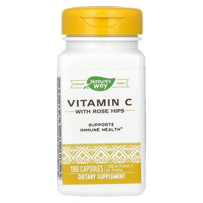 Витамин C Nature's Way Vitamin C With Rose Hips C-1000, 100 капсул
