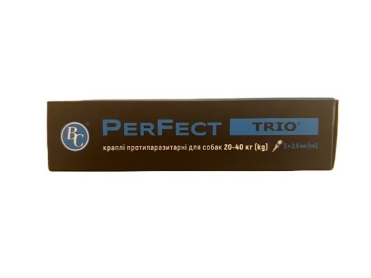 Краплі від бліх та кліщів Perfect Trio для собак 20-40 кг, 3 піпетки по 2,5 мл