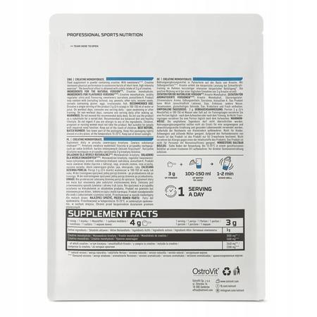 Креатин моногидрат OstroVit Creatine Monohydrate без вкуса, 300 г