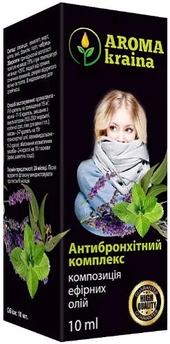 Композиція ефірних олій Aroma kraina Антибронхітний комплекс, 10 мл