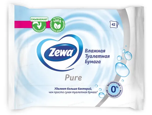 Туалетний папір вологий Zewa без аромату, 42 шт