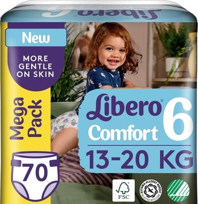 Підгузки Libero Comfort розмір 6, 13-20 кг, 70 шт