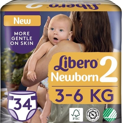 Підгузки Libero Newborn розмір 2, 3-6 кг, 34 шт