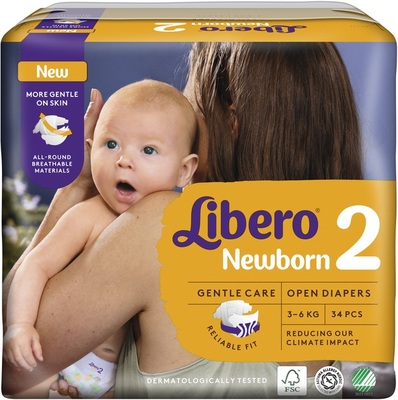 Подгузники Libero Newborn размер 2, 3-6 кг, 34 шт