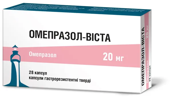 Омепразол-Віста капсули гастрорезист. тв. по 20 мг №28 (14х2)