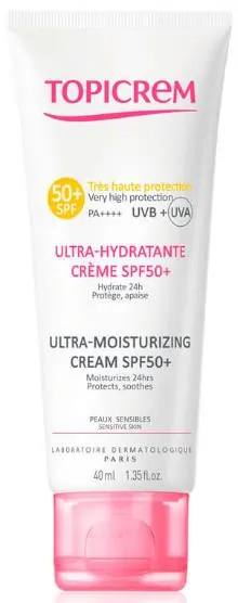 Крем для обличчя та тіла Topicrem Hydra+ SPF50+ ультразволожуючий, 40 мл