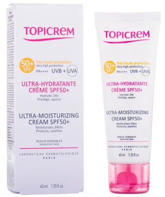 Крем для обличчя та тіла Topicrem Hydra+ SPF50+ ультразволожуючий, 40 мл