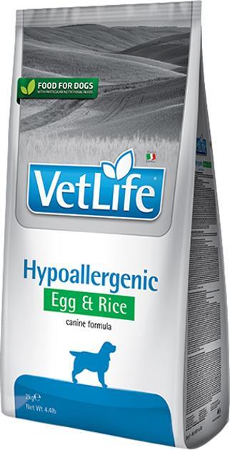 Корм сухой Farmina Vet Life Hypoallergenic Egg & Rice для собак при пищевой аллергии, 2 кг