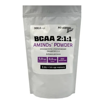 Амінокислоти POWERFOOD Sport BCAA 2:1:1, 300 г