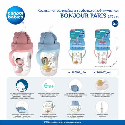 Поїльник-непроливайка Canpol babies Bonjour Paris, червоний, 56/607, 270 мл