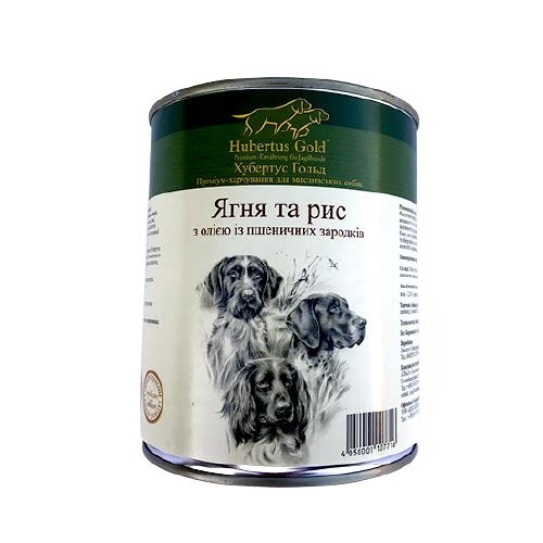 Консерва для собак Hubertus Gold Ягненок и рис, с маслом из зародышей пшеничных зерен, 800 г