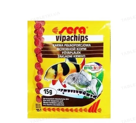 Корм для акваріумних риб Sera Vipachips які живуть поруч з дном, чіпси, 15 г