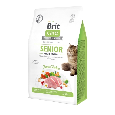 Корм сухой для пожилых кошек с избыточным весом Brit Care Cat GF Senior Weight Control с курицей, 0.4 кг