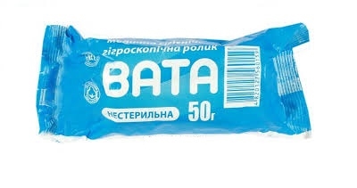 Вата нестерильна Сніжинка Екобинт медична гігроскопічна, ролик, 50 г