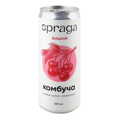 Напій безалкогольний Spraga слабогазований комбуча Вишня, з/б 330 мл