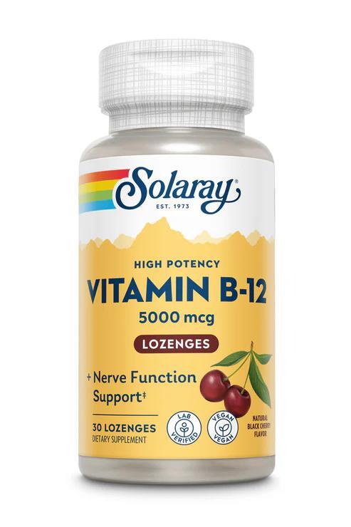 Витамин B12 Solaray Vitamin B12 5000 Lozenge черешня, 30 леденцов