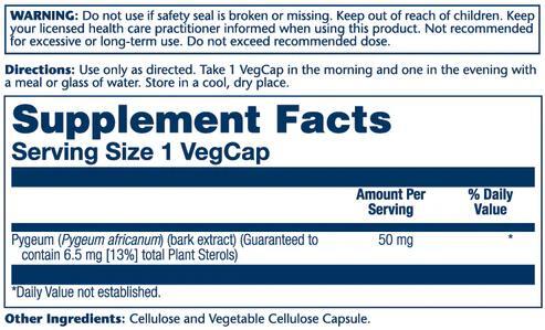 Экстракт коры африканской сливы Solaray Pygeum Bark Extract, 60 веганских капсул