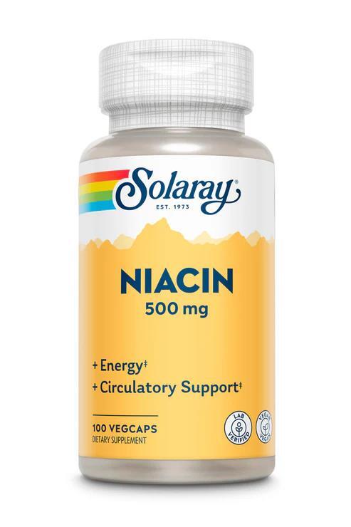 Ниацин Solaray Niacin 500, 100 веганских капсул