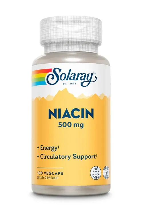 Ніацин Solaray Niacin 500, 100 веганських капсул