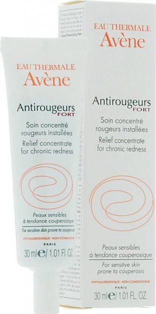 Крем для лица Avene Antirougeurs Fort против локального покраснения кожи, для чувствительной кожи склонной к куперозу, 30 мл