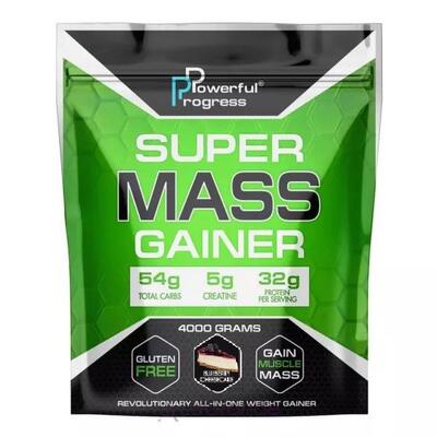 Гейнер Powerful Progress Super Mass черничный чизкейк, 4 кг