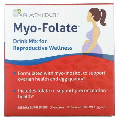 Міо-фолат Fairhaven Health Myo-Folate без ароматизаторів, 30 пакетиків по 2,4 г