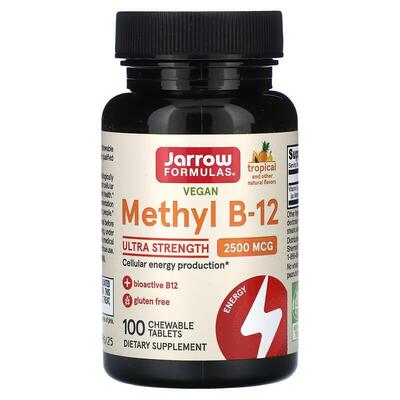 Витамин В12 Jarrow Formulas Methyl B-12 2500 мкг, вкус тропический, 100 жевательных таблеток