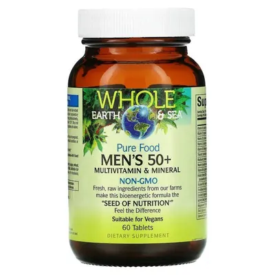 Комплекс для чоловіків старше 50 років Natural Factors Whole Earth & Sea Men's 50+ Multivitamin & Mineral, 60 таблеток