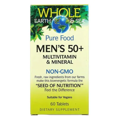 Комплекс для чоловіків старше 50 років Natural Factors Whole Earth & Sea Men's 50+ Multivitamin & Mineral, 60 таблеток