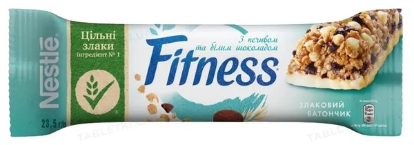 Батончик Fitness Whole Grain з цільними злаками, печивом та білим шоколадом, 23,5 г