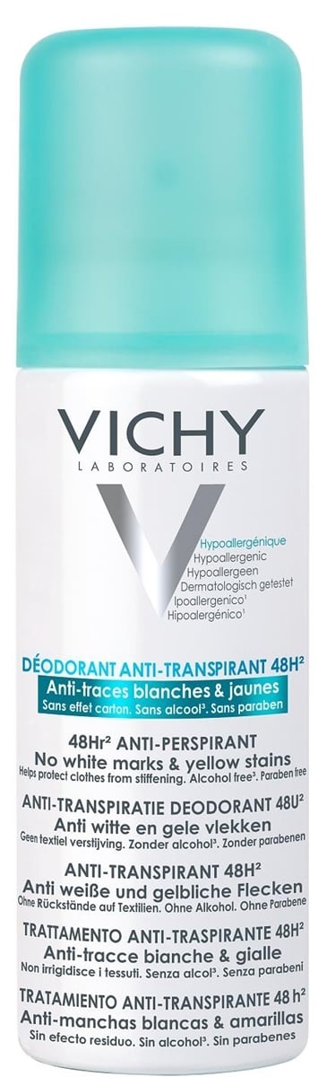 Дезодорант-антиперспірант спрей Vichy 48h захист проти білих слідів та жовтих плям, 125 мл