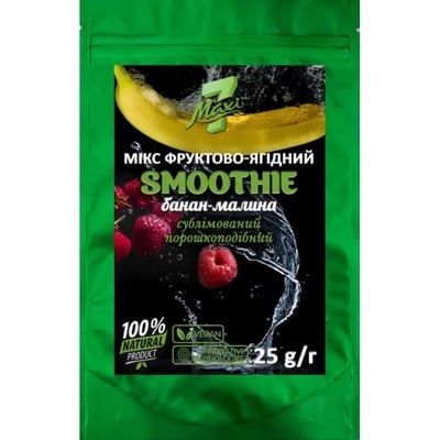 Микс фруктово-ягодный Maxi7 Smoothie банан-малина сублимированный порошкообразный, 25 г