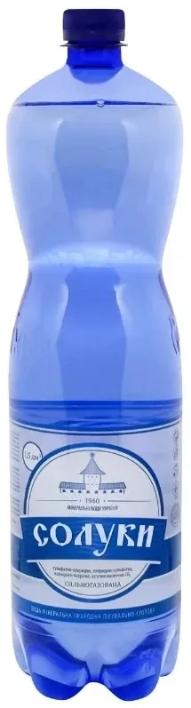 Вода мінеральна Солуки сильногазована, 1,5 л