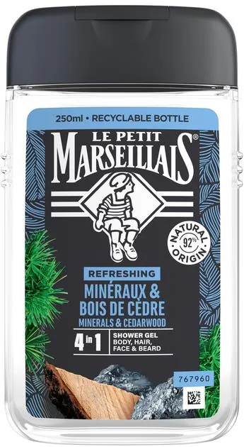 Гель-шампунь Le Petit Marseillais 4в1 Кедр і мінерали для чоловіків, 250 мл