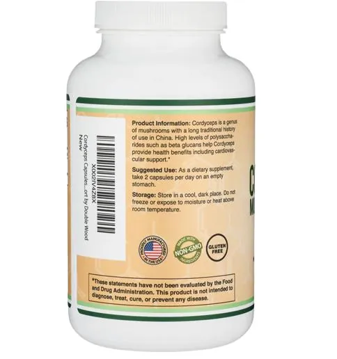Гриб Кордіцепс Double Wood Cordyceps Mushroom Extract 1000 мг, 210 капсул