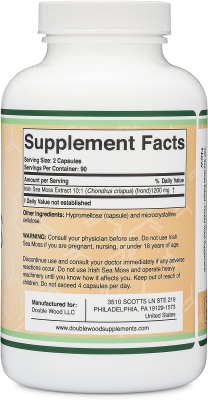 Ирландского мха экстракт Double Wood Irish Moss Extract 1200 мг, 180 капсул