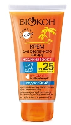 Крем Биокон Надежная защита, SPF 25, для безопасного загара, 160 мл