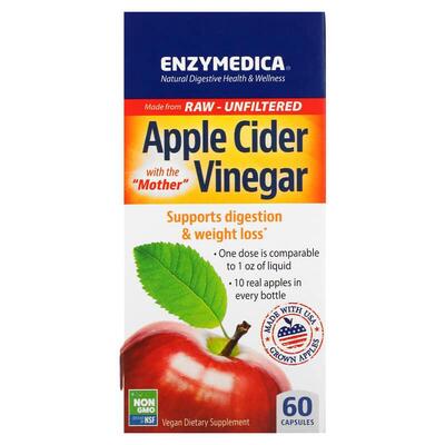 Яблочный уксус Enzymedica Apple Cider Vinegar, 60 капсул