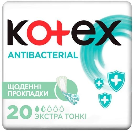 Ежедневные гигиенические прокладки Kotex Antibacterial экстра тонкие, 20 шт
